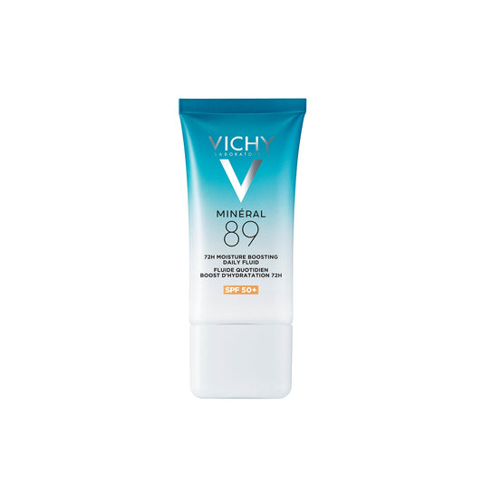 Vichy Daily Moisturizing Fluid SPF 50+ and 72h Moisturizer, enriched with hyaluronic acid, vitamin B3 and squalene, for dry skin, Minéral 89, 50 ml