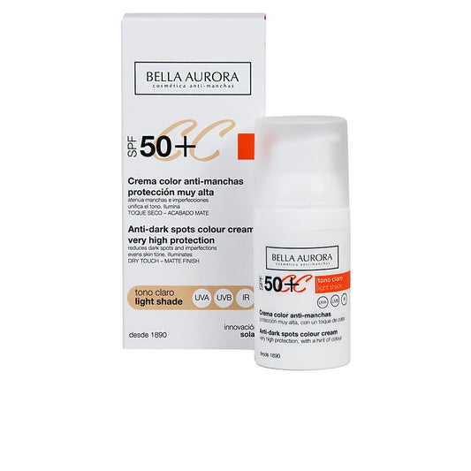 Bella Aurora Sunscreen SPF 50+ with Dark Spot Cover for Light Skin Tones, 30 ml