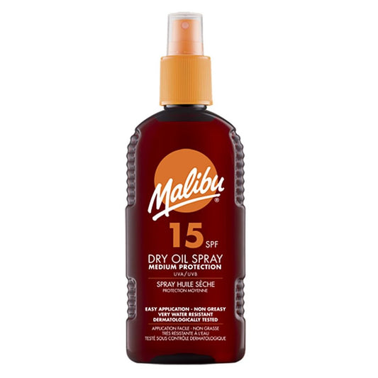 Malibu Suntan Dry Oil Spray, very water-resistant, SPF 15, medium protection, 200 ml 